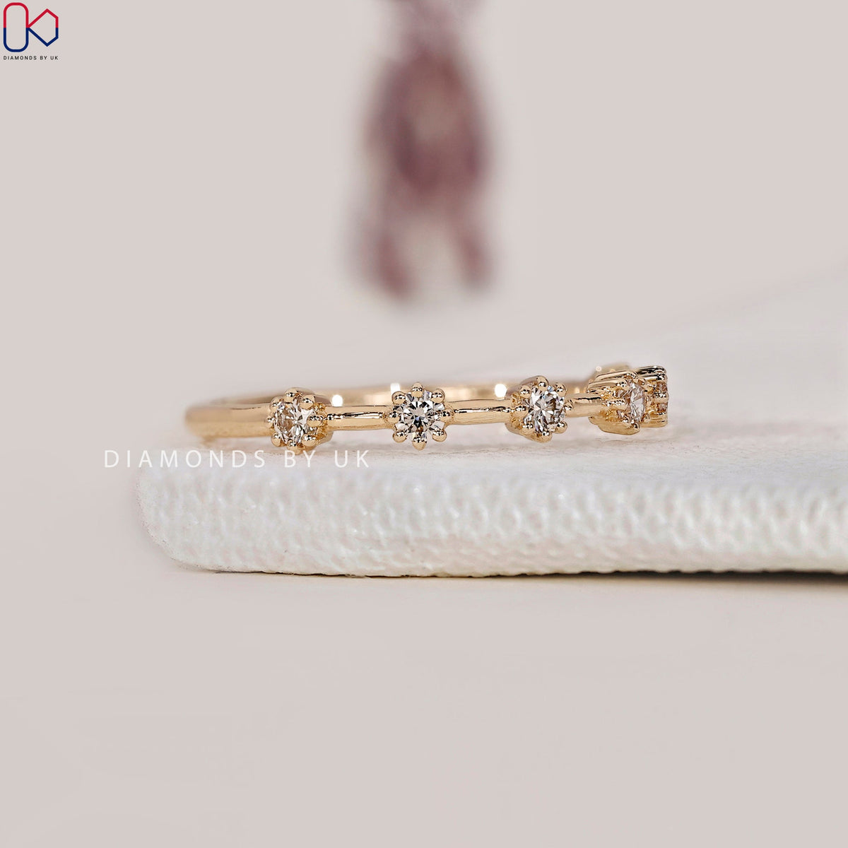 Round Cut Half Eternity Wedding Band