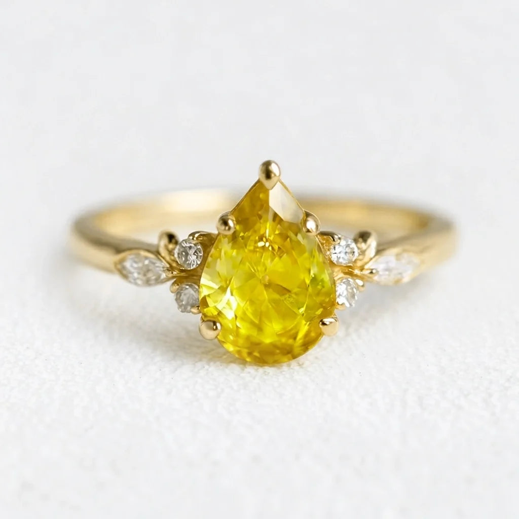 Seraphina’s Amber | Pear Yellow Sapphire Engagement Ring
