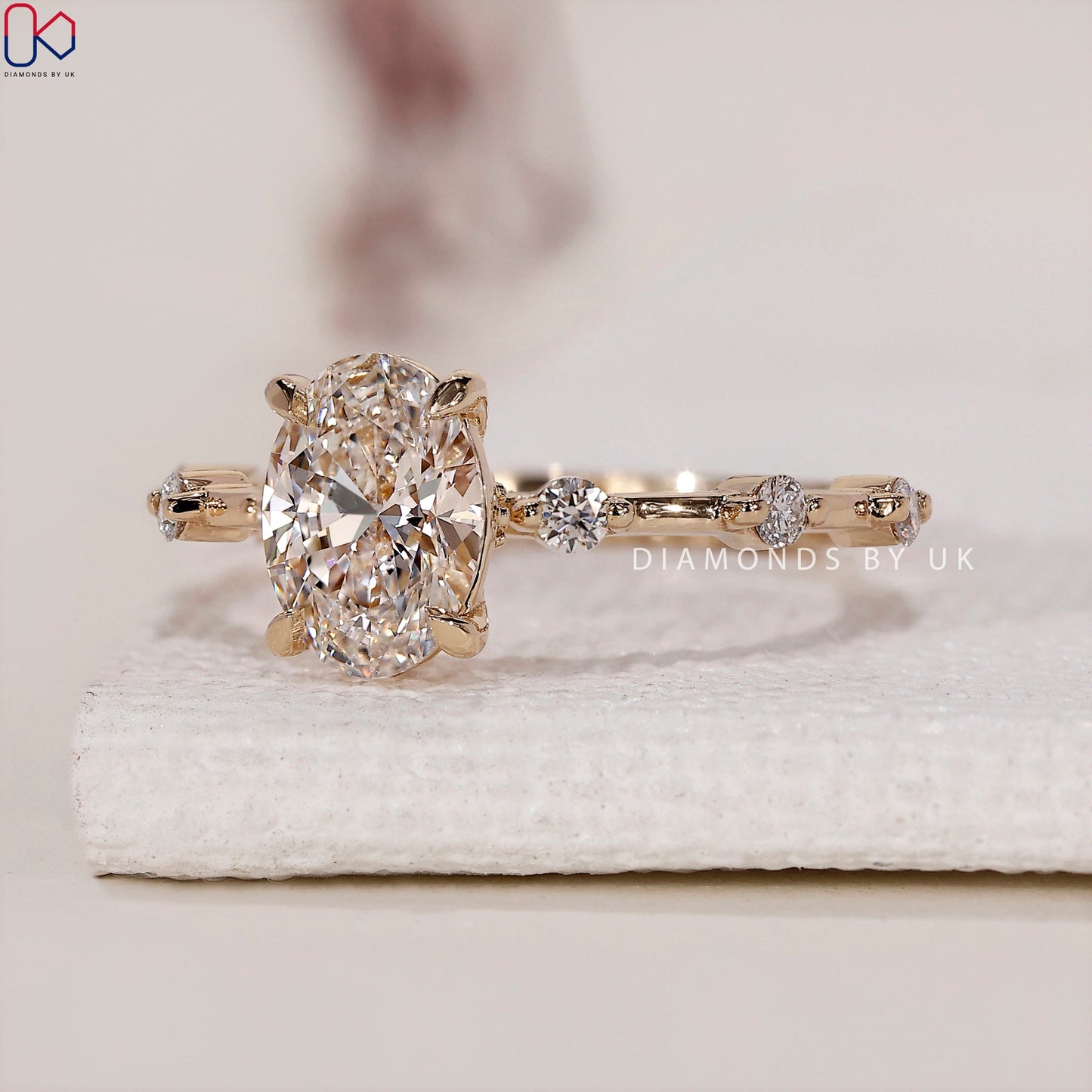 Oval Cut Diamond Ring - Distance Pave