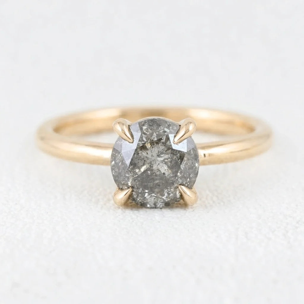 Astrid’s Stardust | 1.5CT Round Salt & Pepper Diamond Solitaire Engagement Ring