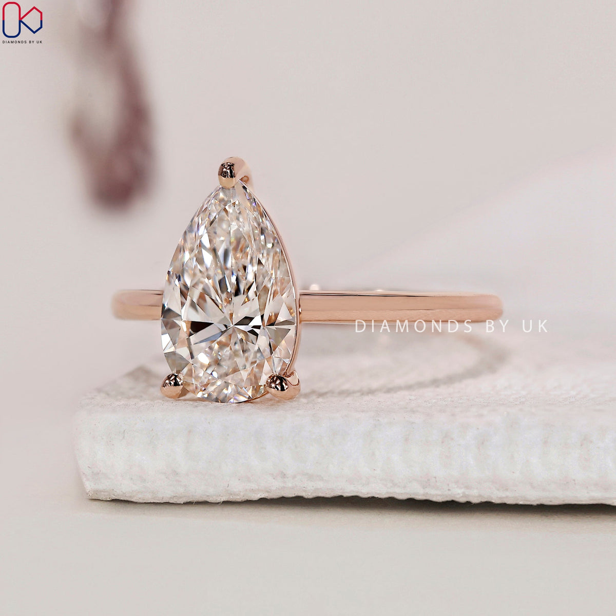 Pear Solitaire Engagement Ring - Rose Gold