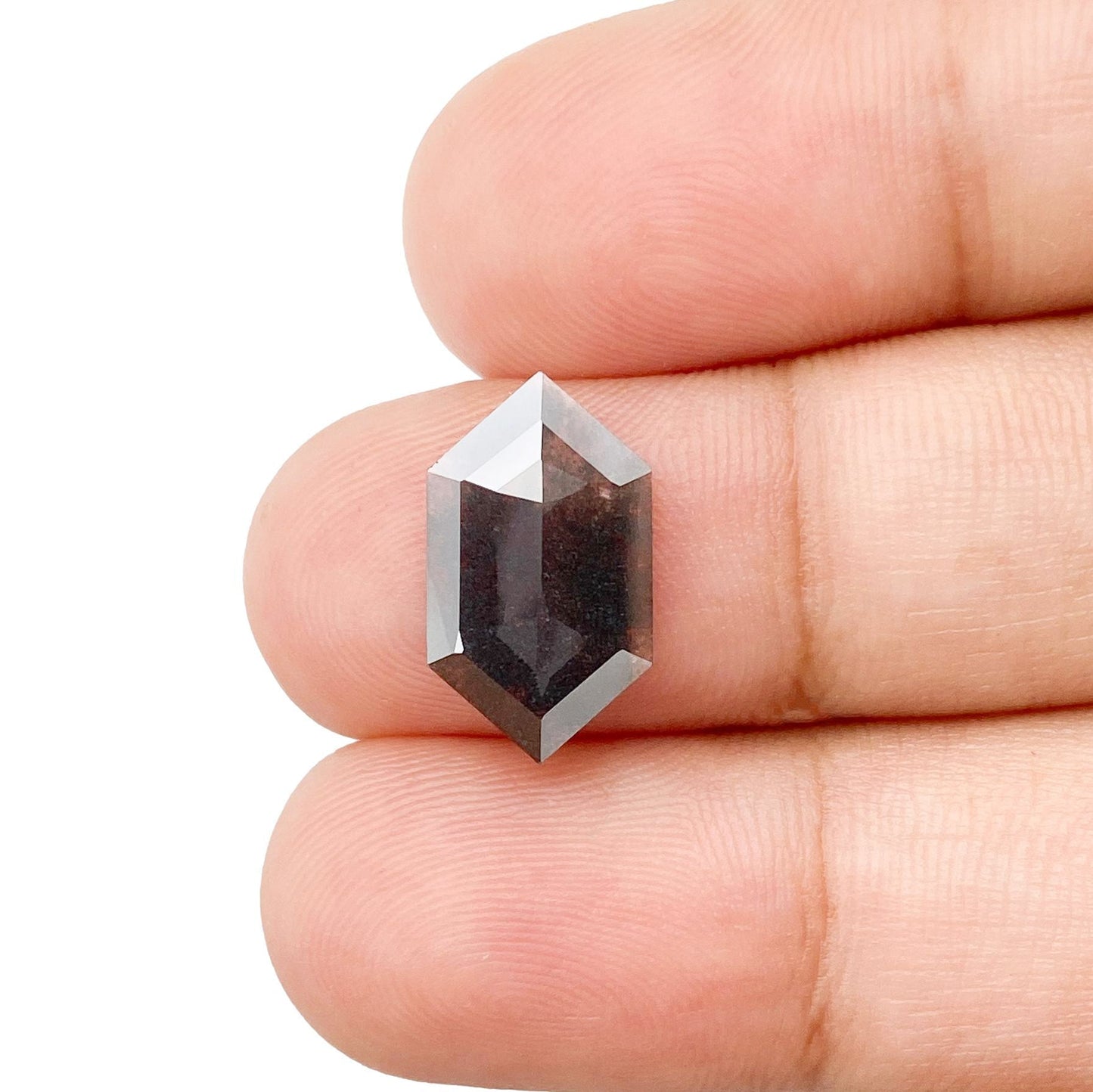 2.22ct | Salt & Pepper Hexagon Shape Rose Cut Lab Diamond