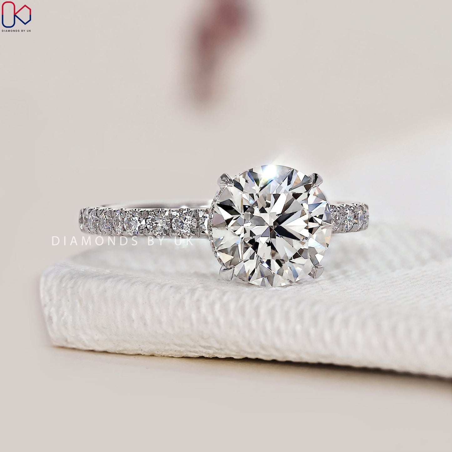 Round Diamond Double Hidden Halo Engagement Ring