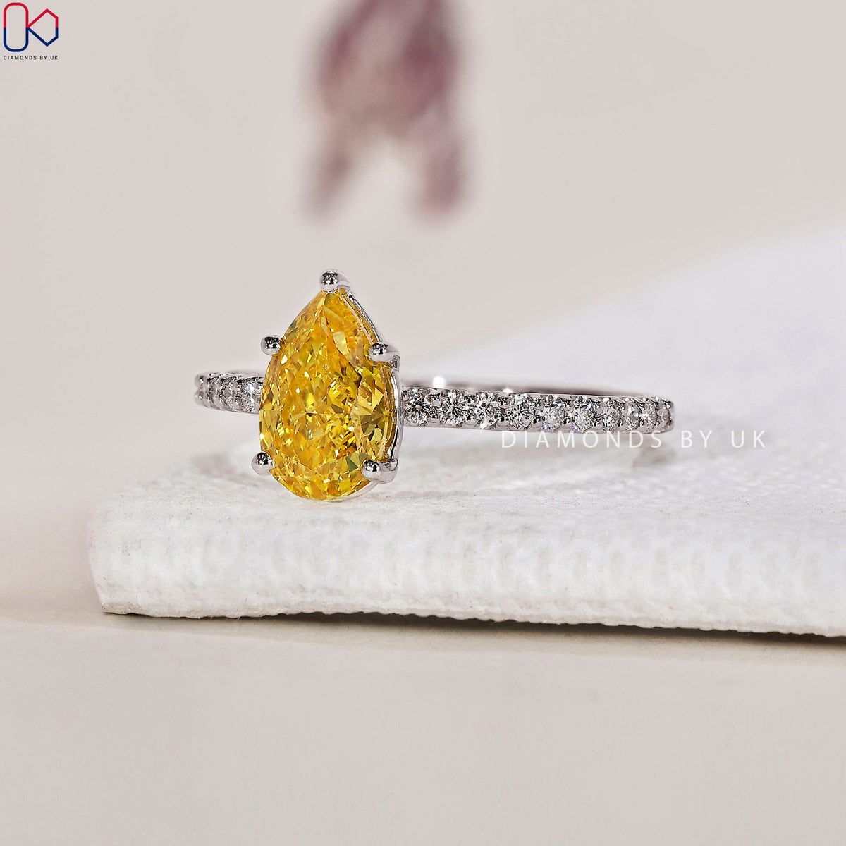 Pear Cut Yellow Diamond Ring
