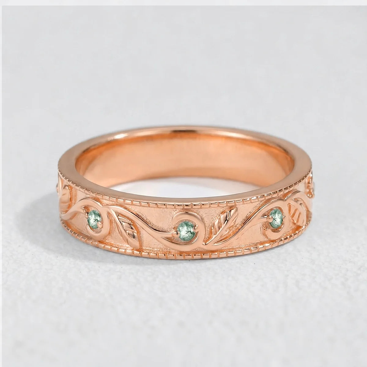 Daphne’s Canopy | Oval Cut Green Moss Agate Cluster Couple Ring Set