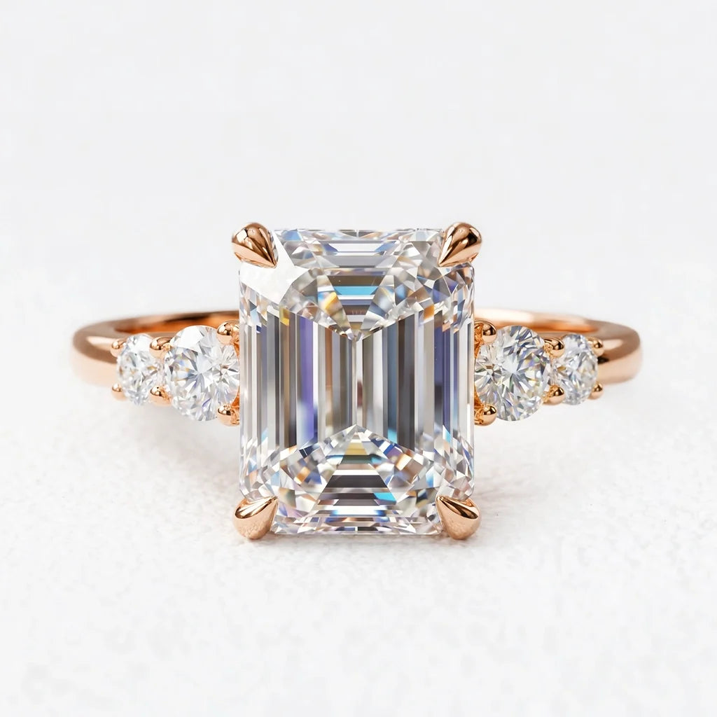 Aurora‘s Prism | 3CT Emerald Cut Diamond Solitaire Engagement Ring
