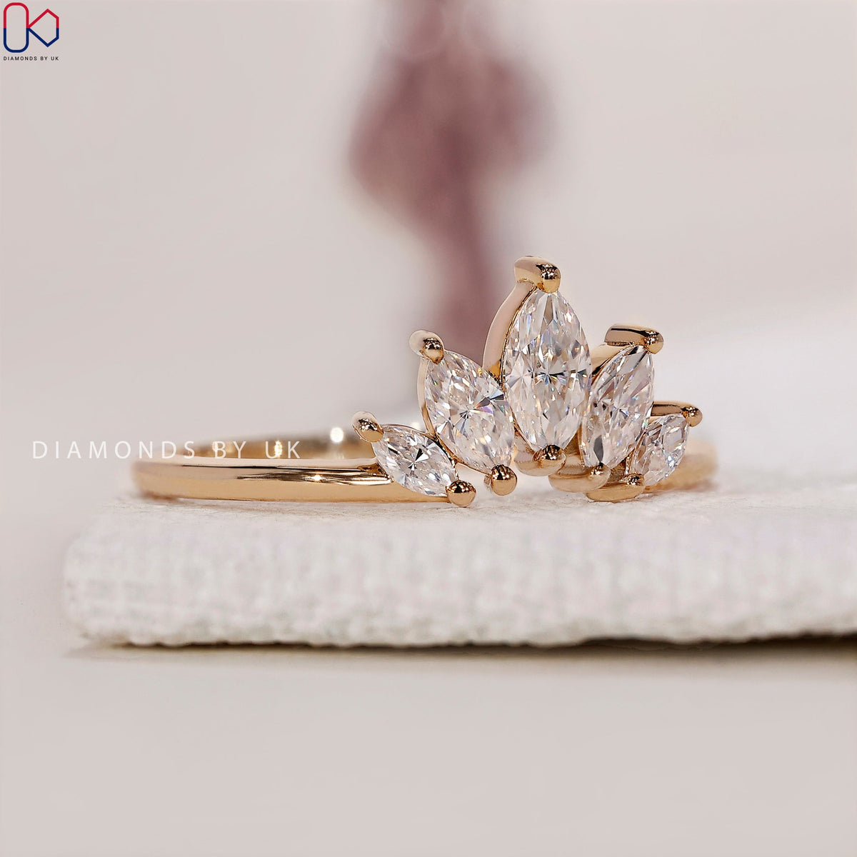 Tiara Wedding Band - Marquise Diamonds