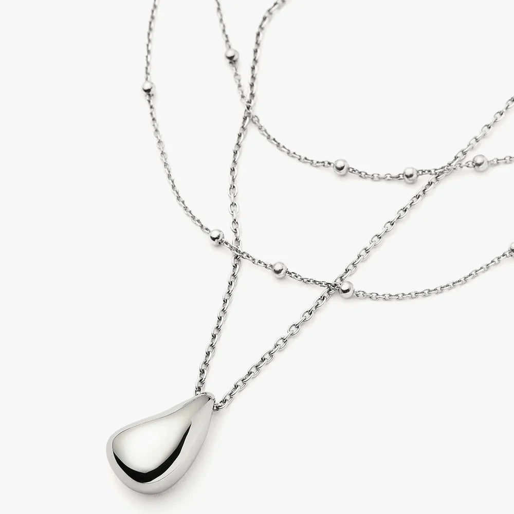 Savi Droplet Pendant & Double Necklace Set | Sterling Silver