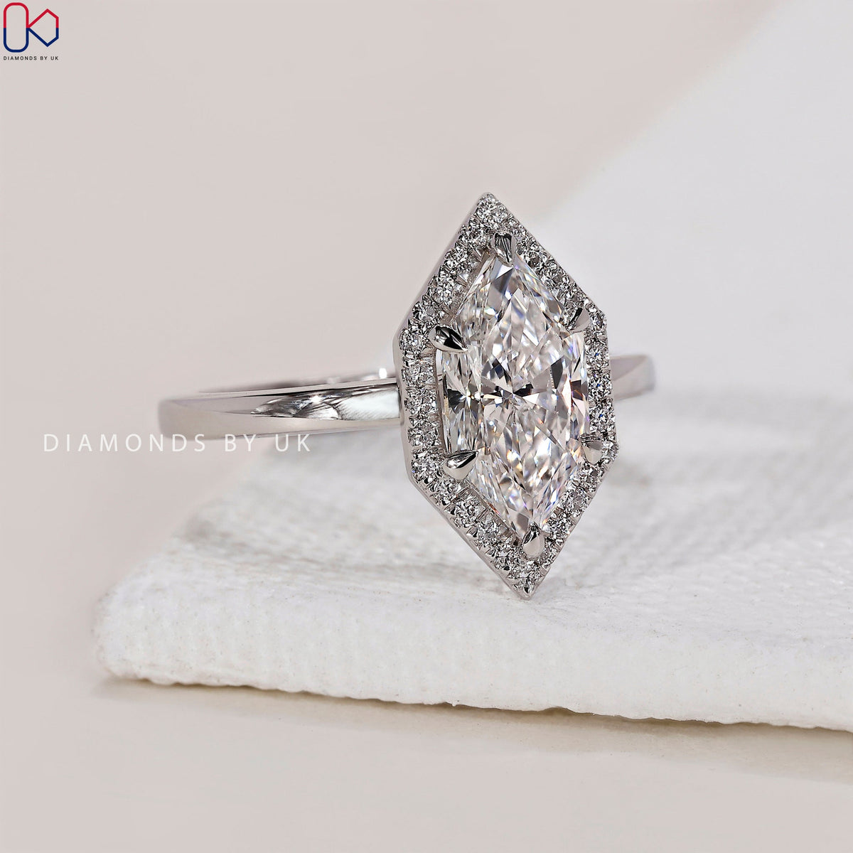 Dutch Marquise Engagement Ring – Halo Setting