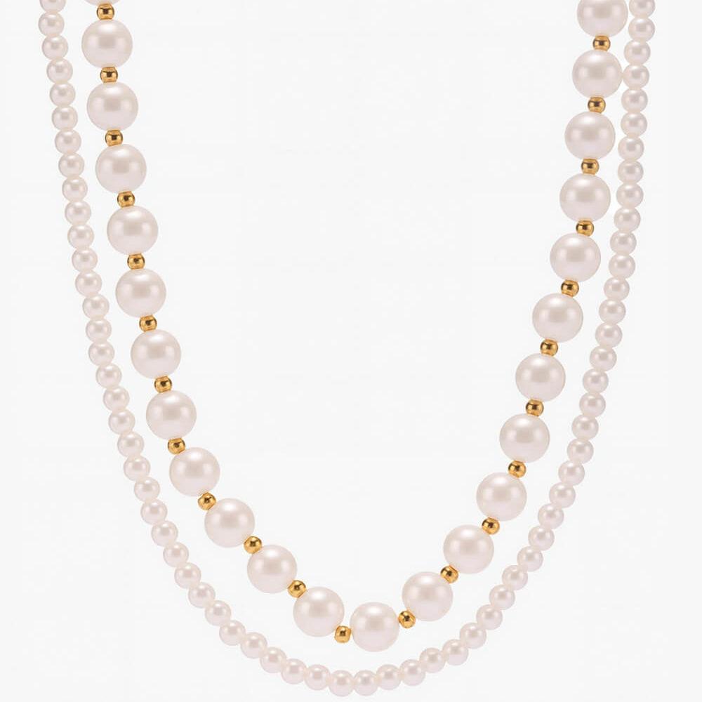 Designer Double Pearl Necklace for Elegant Layering