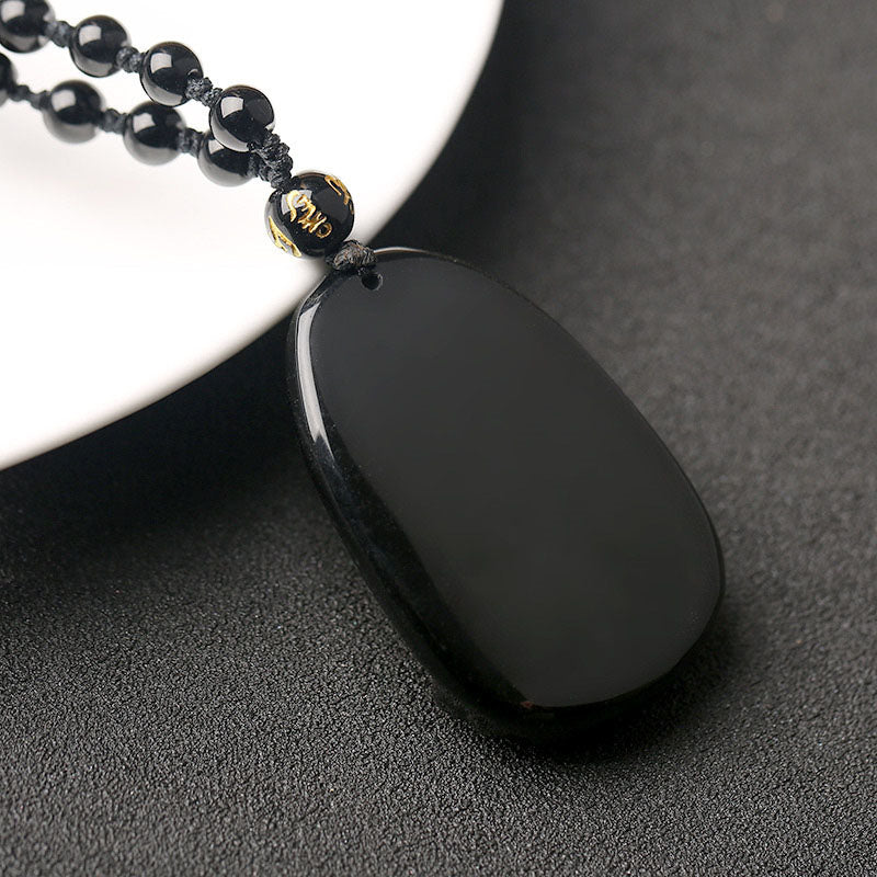 Black Obsidian Buddha  Necklace for Protection