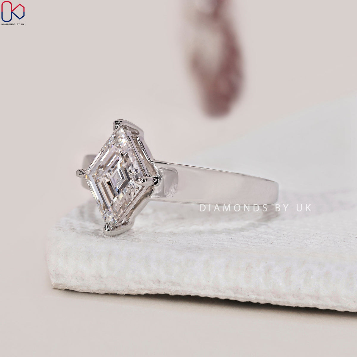 White Gold Lozenge Cut Diamond Ring
