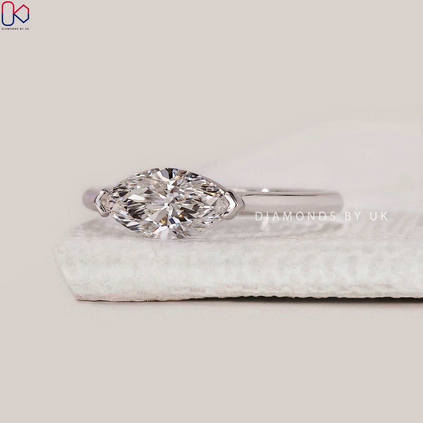Marquise Cut East West Engagement Ring