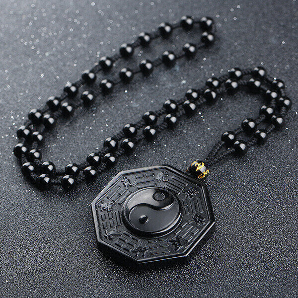 Yin and Yang Black Obsidian Positivity Necklace