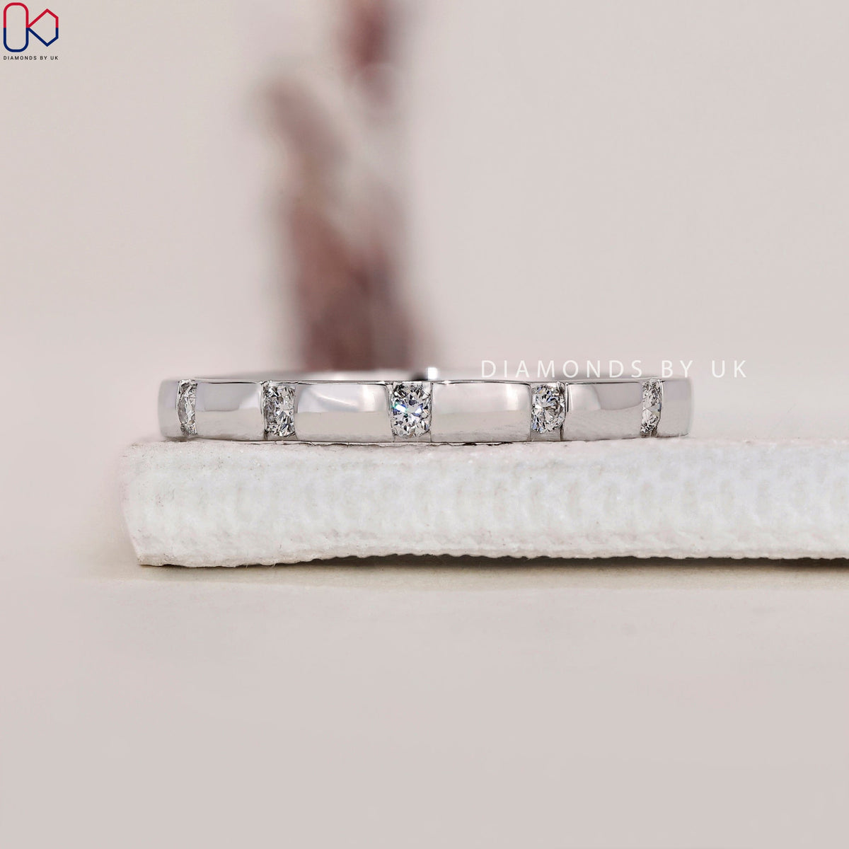 Round Diamond Gypsy Setting Wedding Band