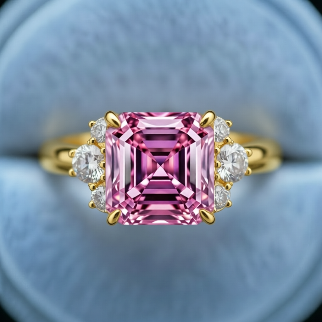 Rosalind’s Aquarelle | Asscher Cut Pink Sapphire Engagement Ring