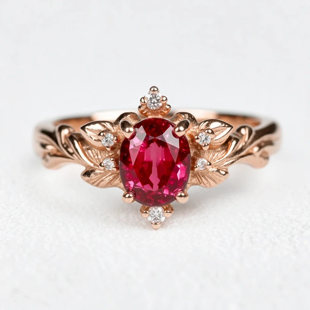 Aurora's Ember | Oval Ruby Vintage Engagement Ring