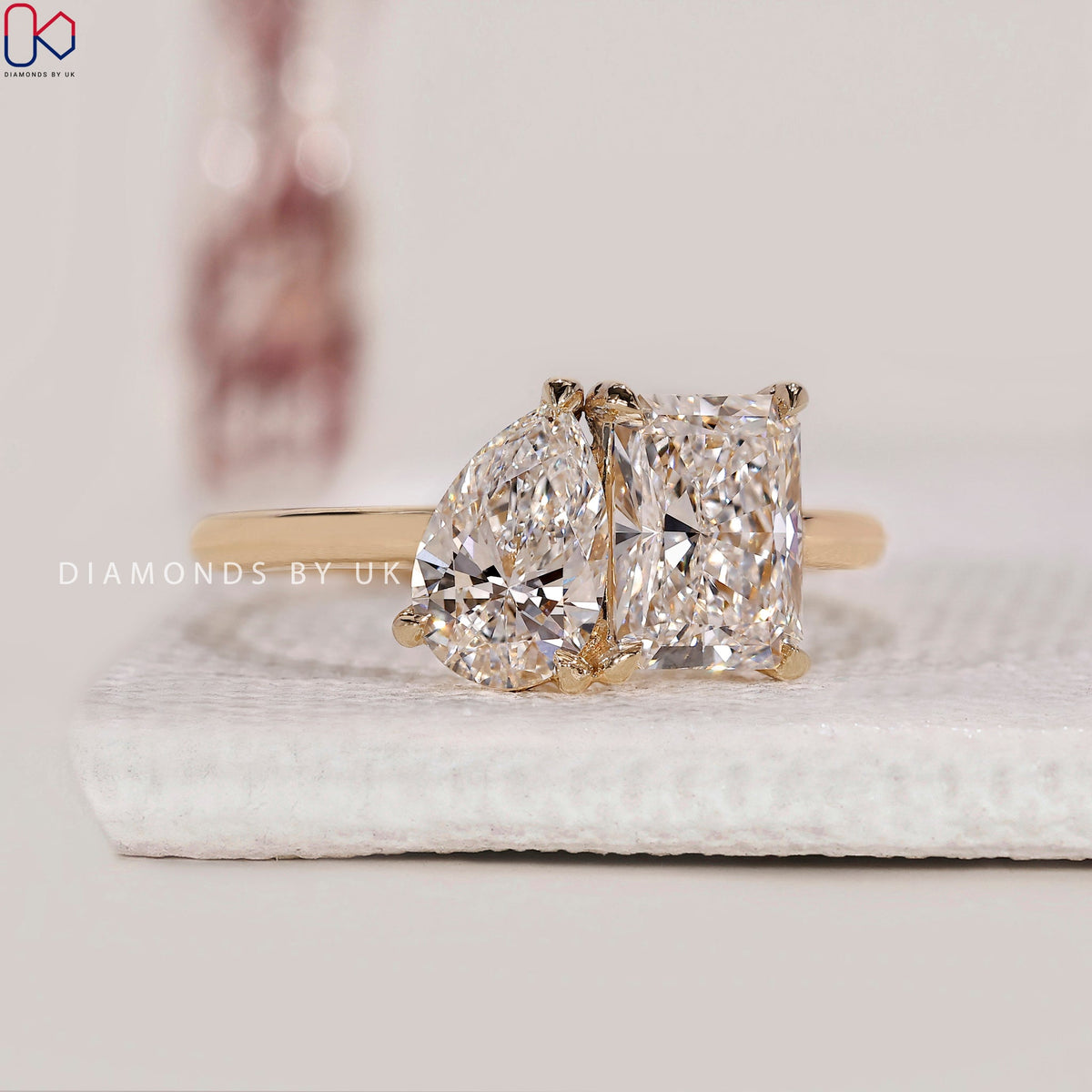Radiant and Pear Cut Toi Et Moi Ring