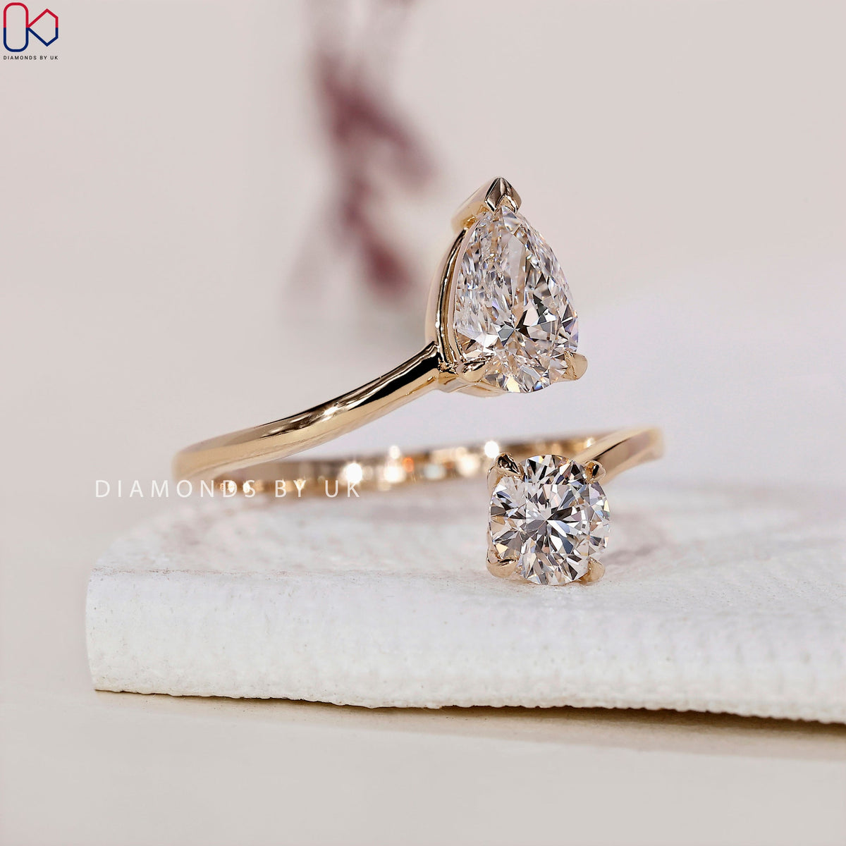 Toi et Moi Engagement Ring – Pear and Round Diamond