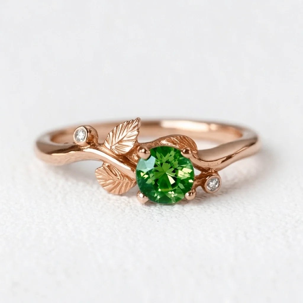 Ariadne’s Twine | Round Natural Emerald & Organic Vine Ring