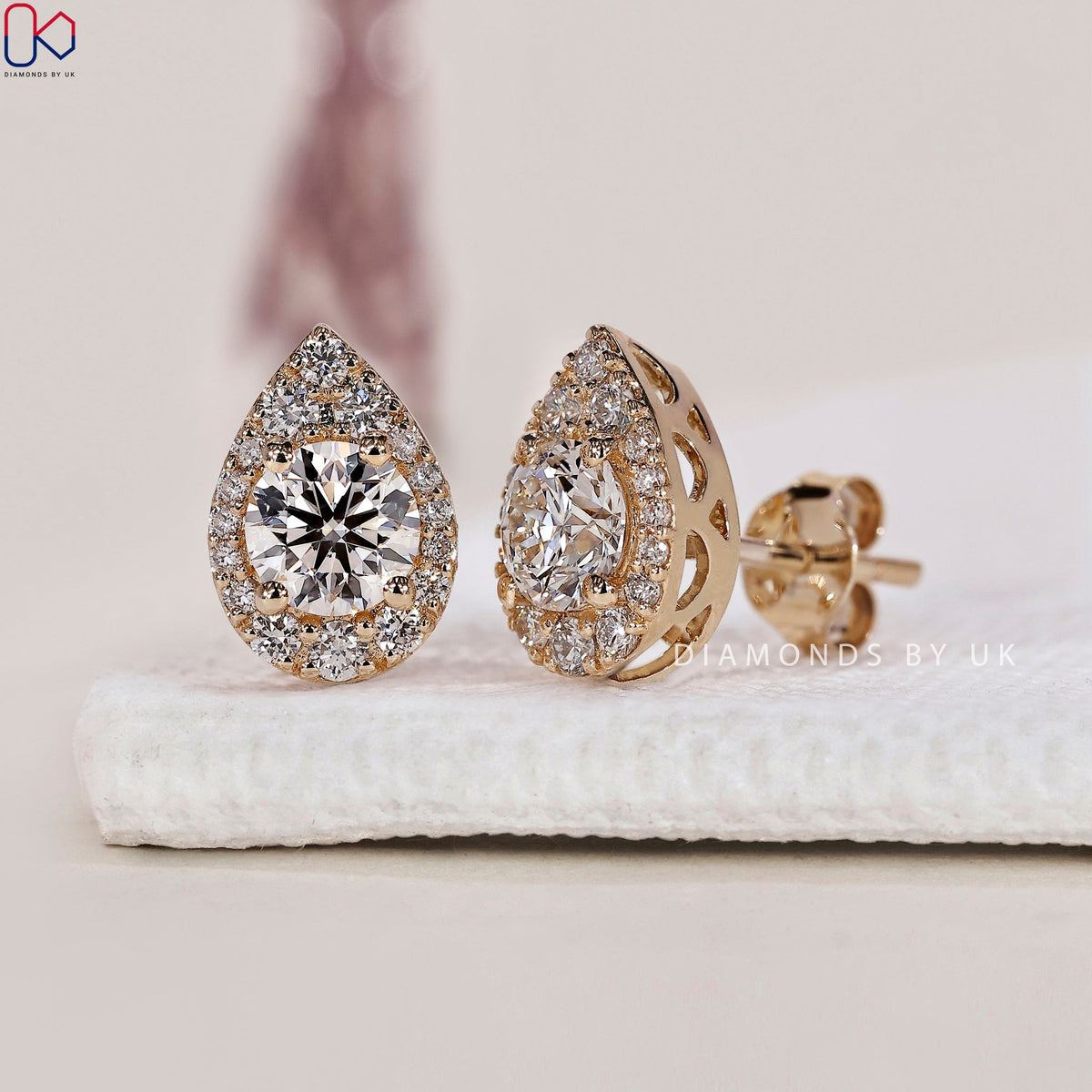 Halo Earrings - Round Diamond Stud