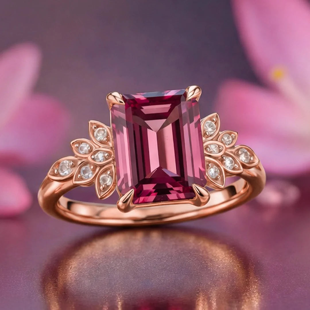 Juliet’s Crimson | 3CT Emerald Cut Ruby Engagement Ring