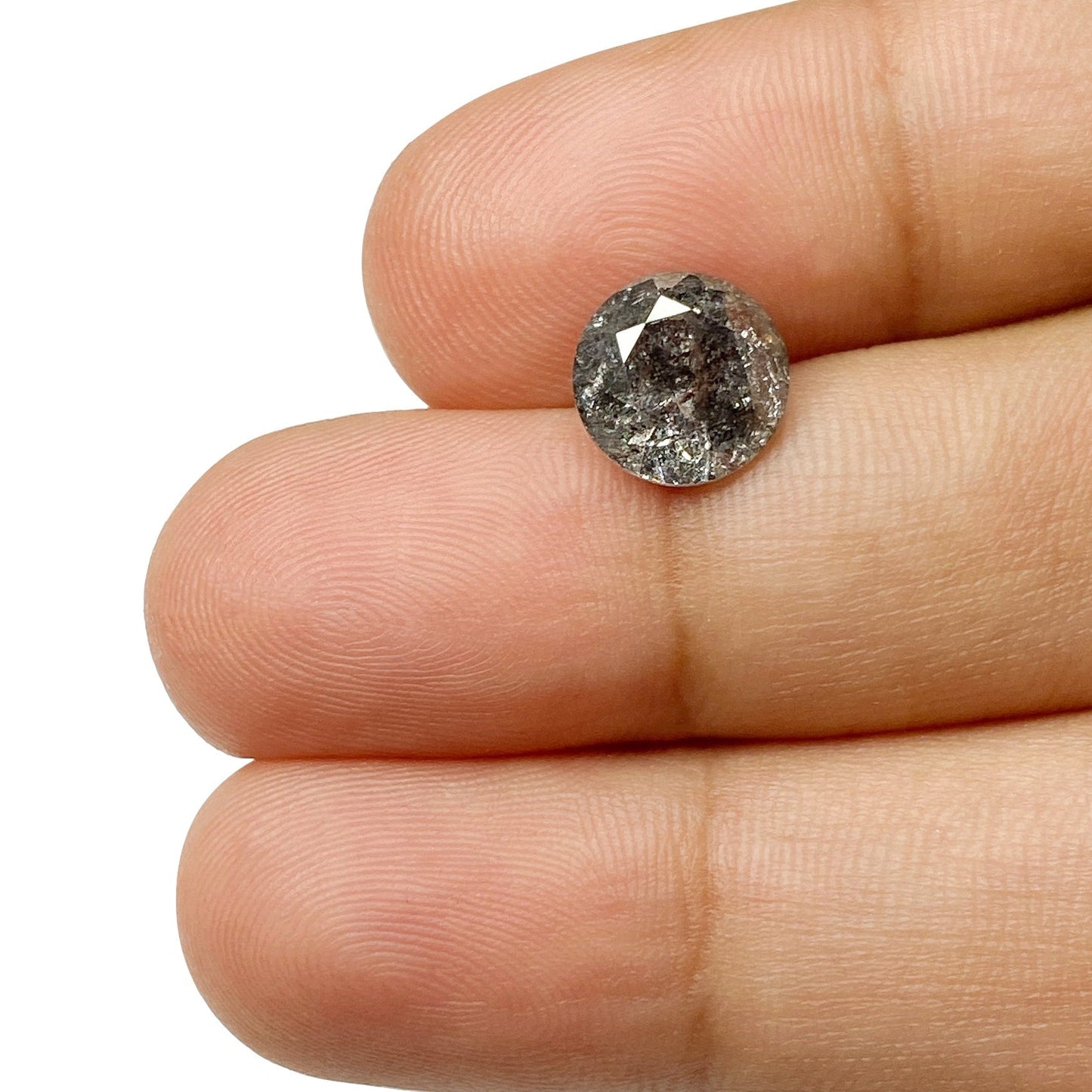 2.27ct | Salt & Pepper Round Shape Brilliant Cut Diamond