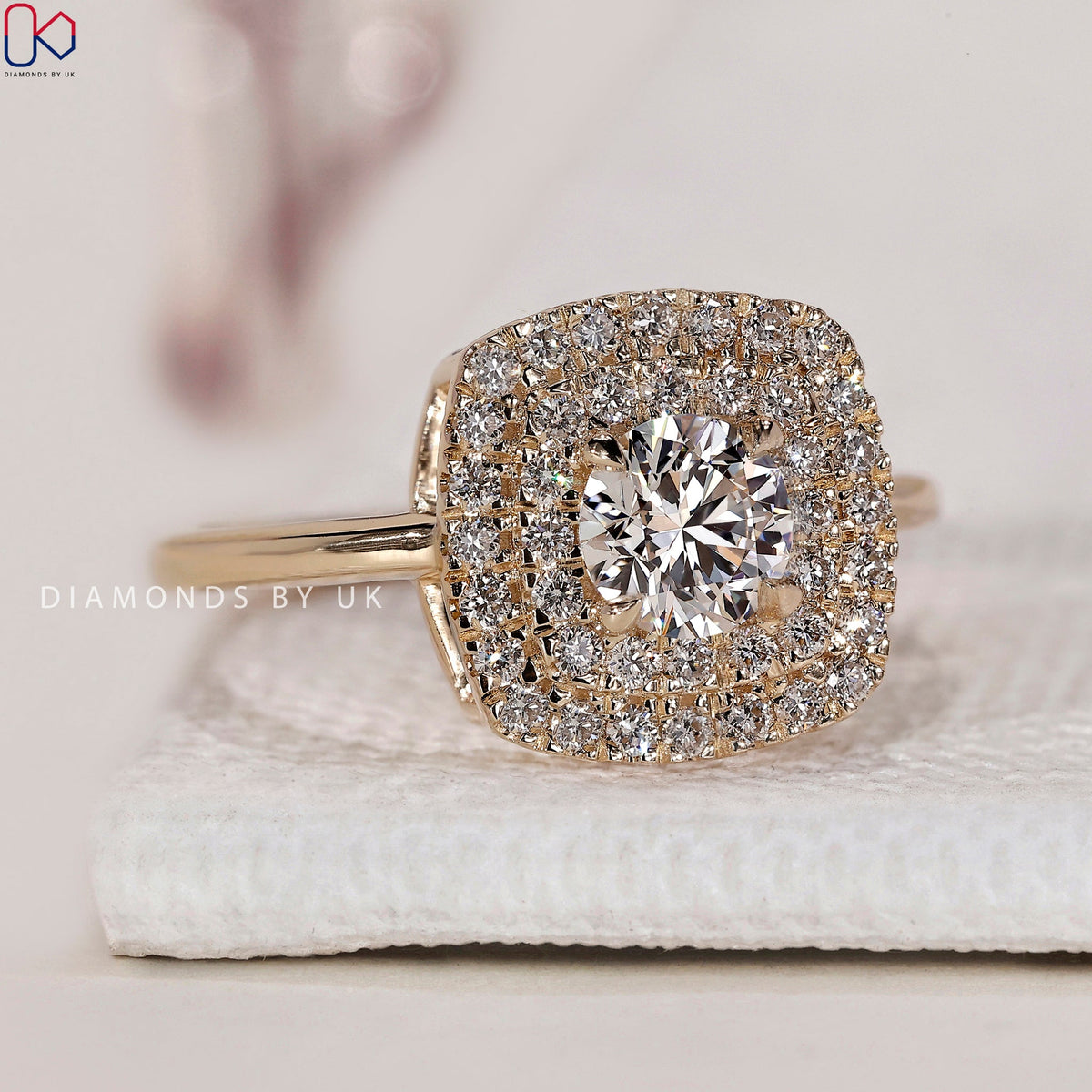 Round Diamond Double Halo Engagement Ring