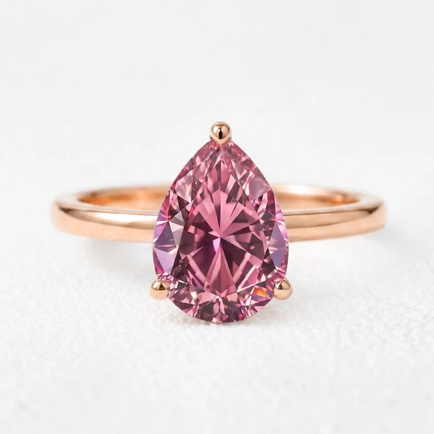 Celina's Reverie | 3CT Pear Cut Pink Sapphire Solitaire Engagement Ring