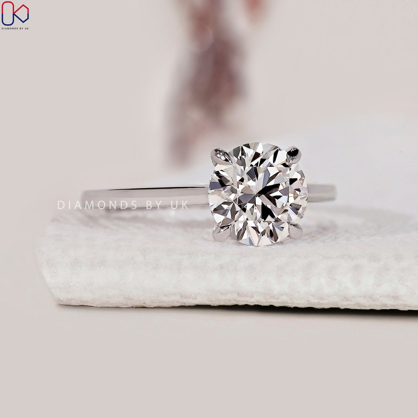 Round Diamond White Gold Solitaire Ring