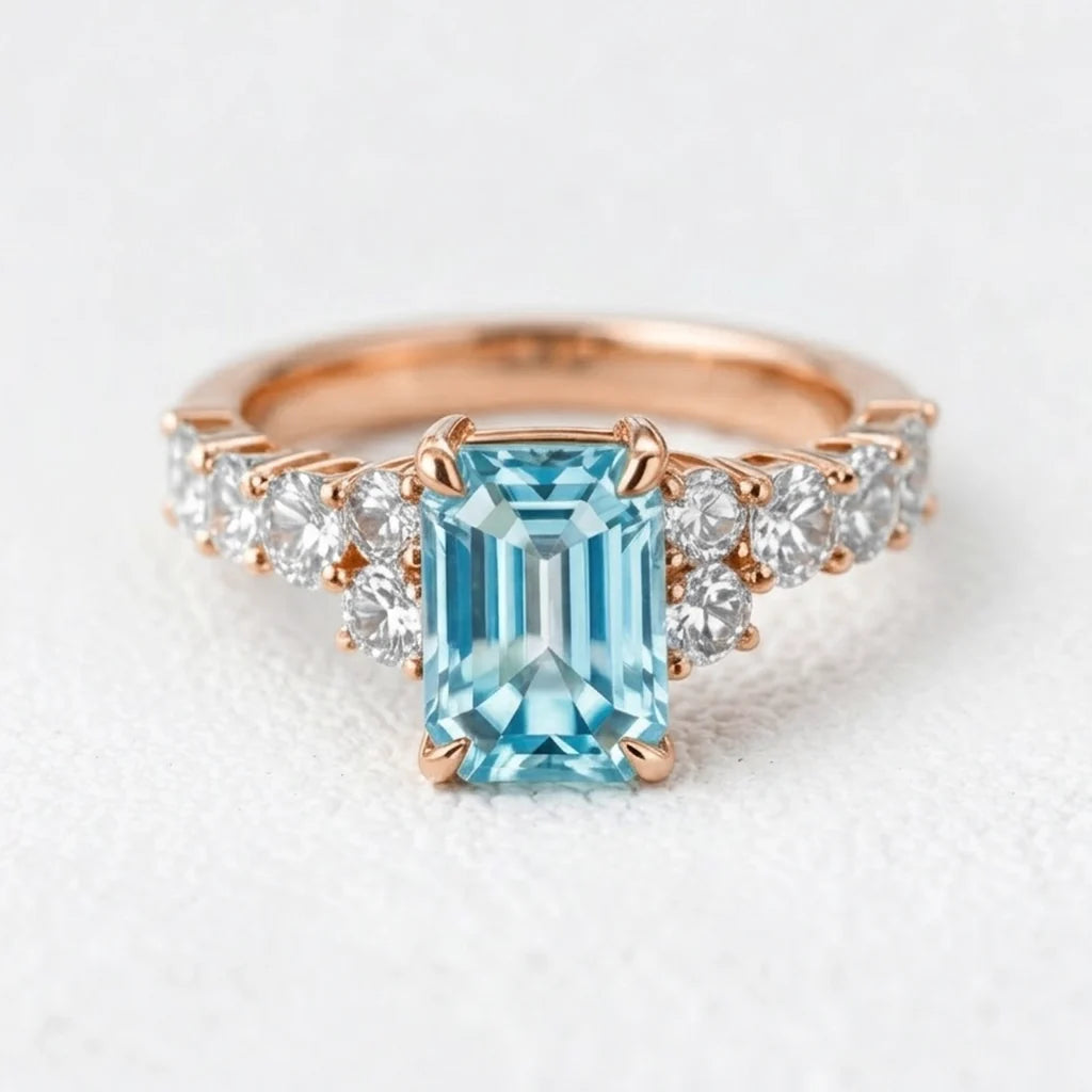Eleanor’s Radiance | 2CT Emerald Cut Blue Sapphire Ring