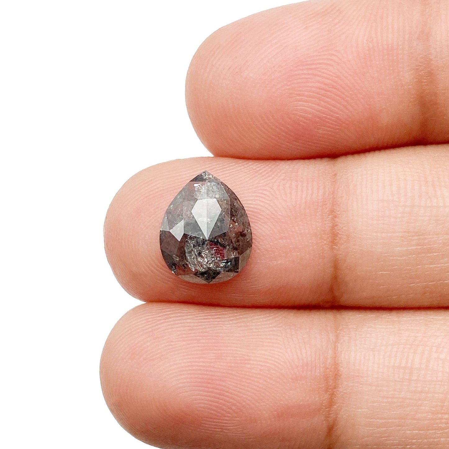 1.96ct | Salt & Pepper Pear Shape Rose Cut Diamond