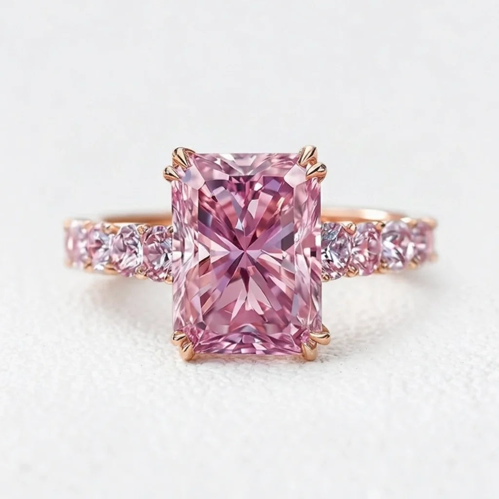 Elara‘s Facet | 3CT Radiant-Cut Pink Sapphire Engagement Ring