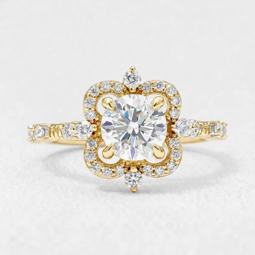 Luna’s Float | 2CT Round Art Diamond Floating Halo Gold Ring