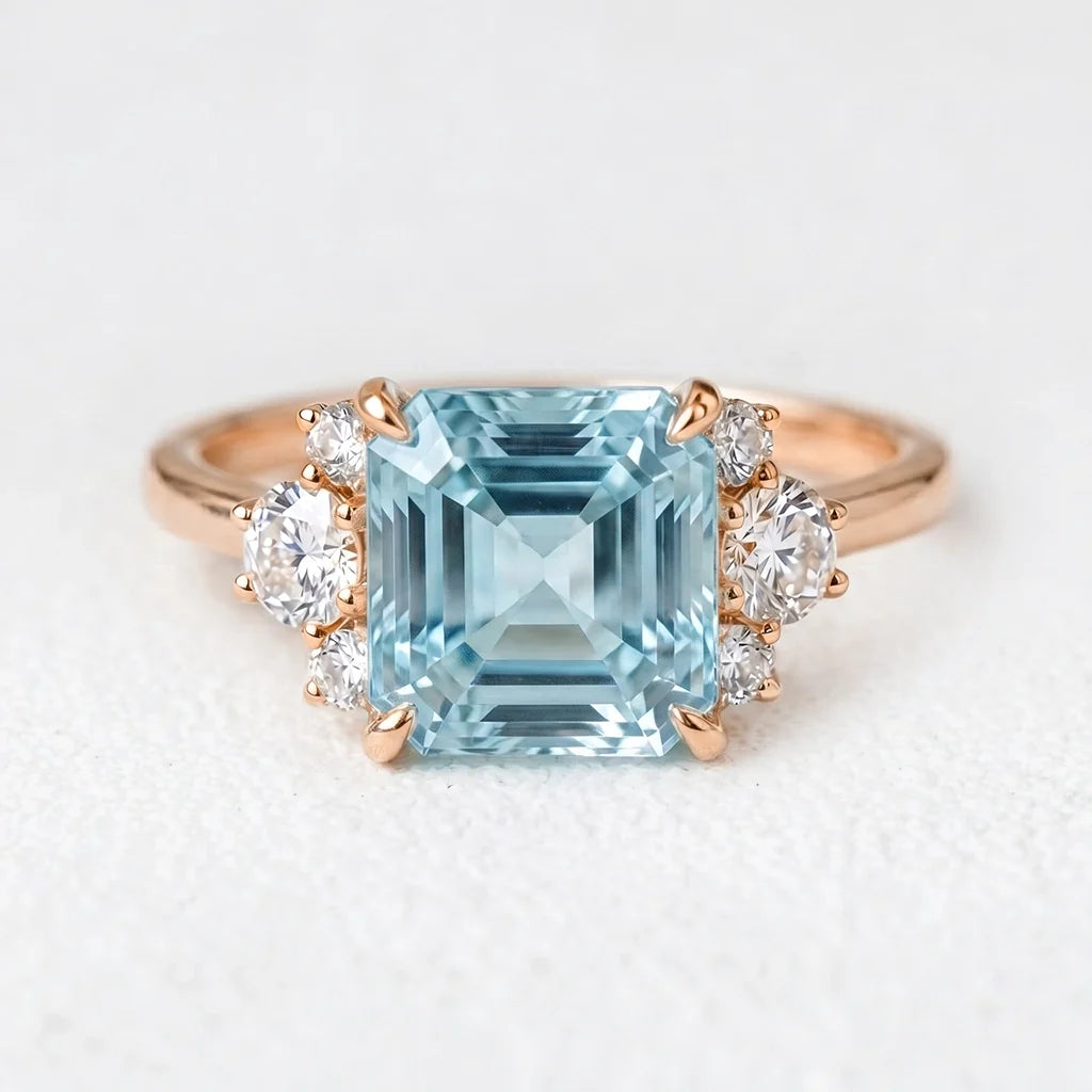 Alexandra’s Serenity | 1.5CT Asscher Cut Aquamarine Engagement Ring