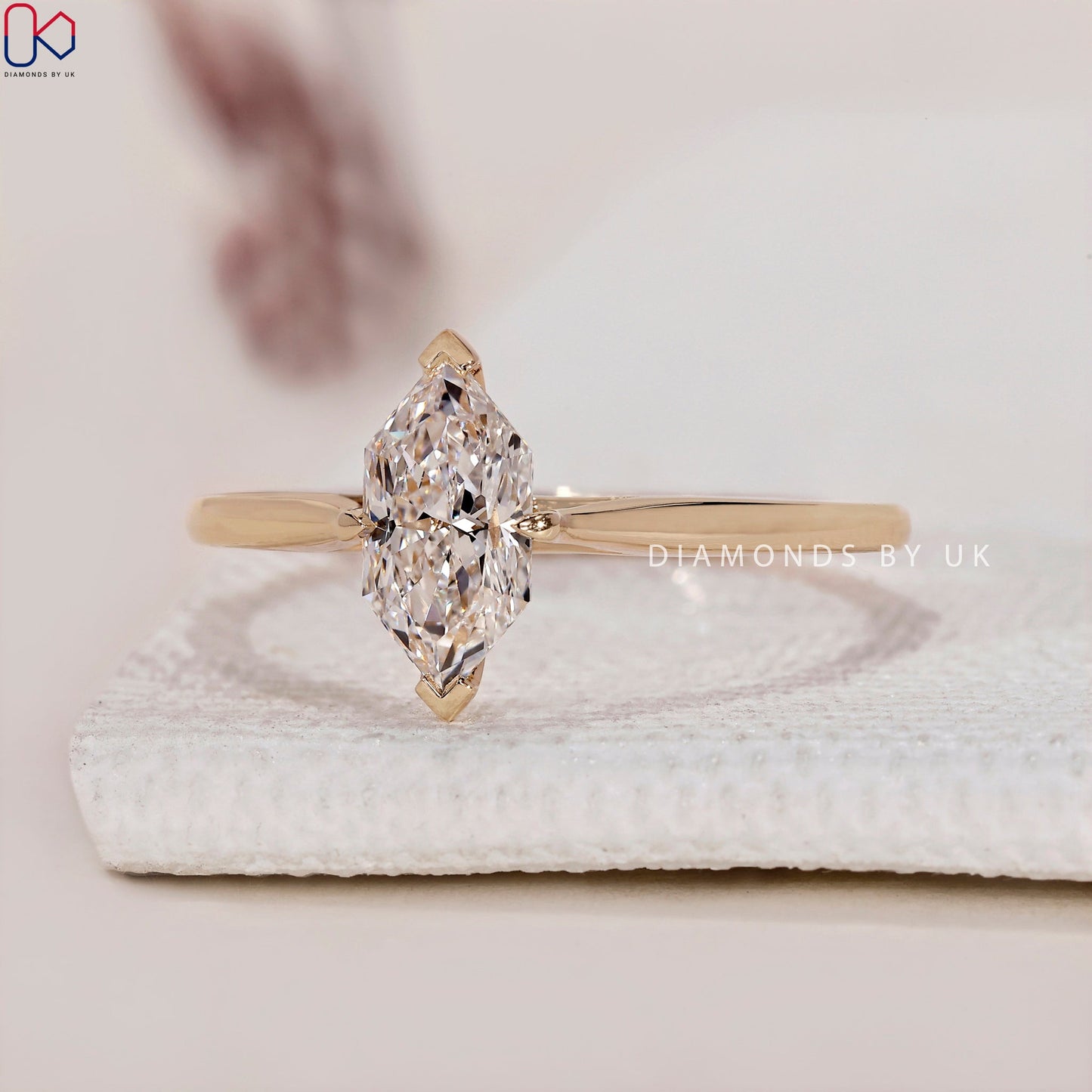 Dutch Marquise Engagement Ring - Pinched Shank Solitaire
