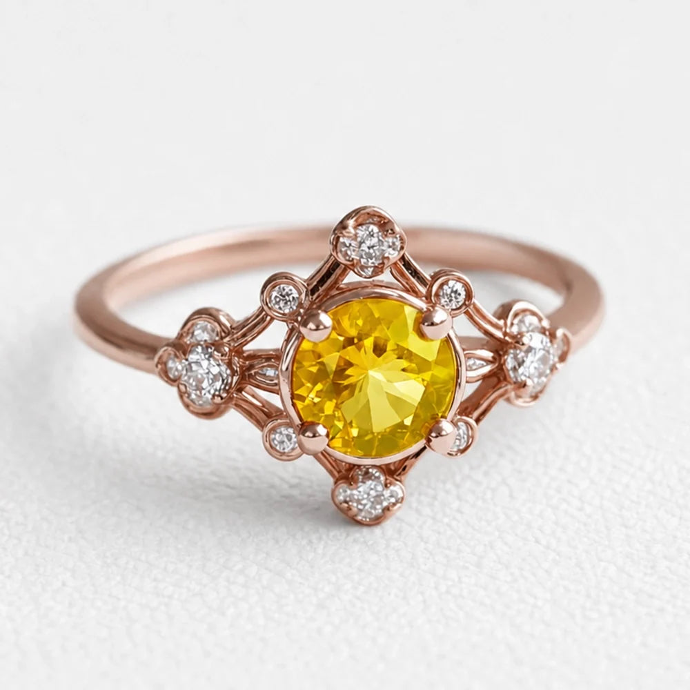 Sophia‘s Sunrise | Oval Cut Natural Yellow Sapphire Engagement Ring