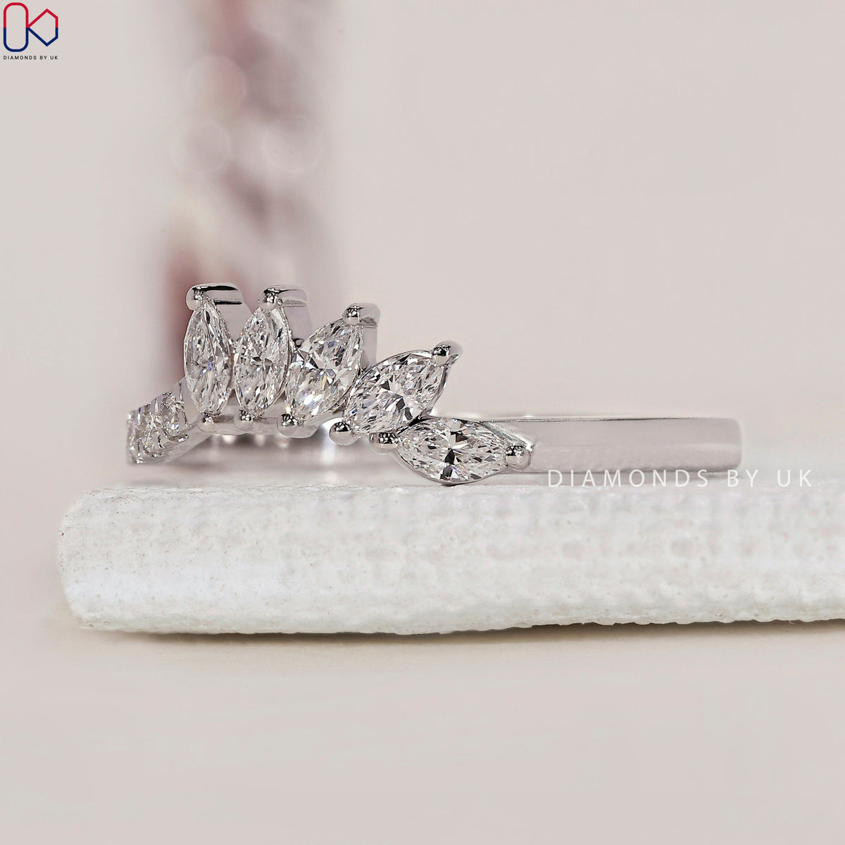 Tiara Wedding Band - Marquise and Round Diamonds