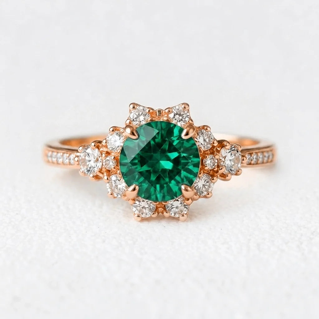 Aria’s Breeze | Round Green Sapphire Engagement Ring
