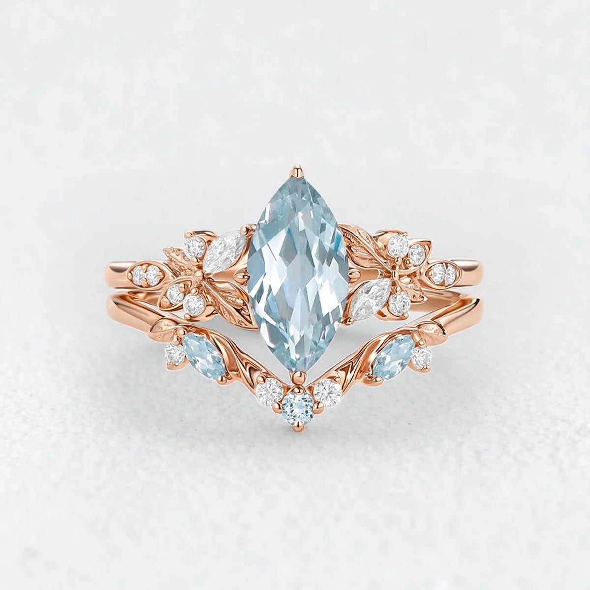 Marina’s Tide | Marquise Aquamarine Bridal Set 2pcs