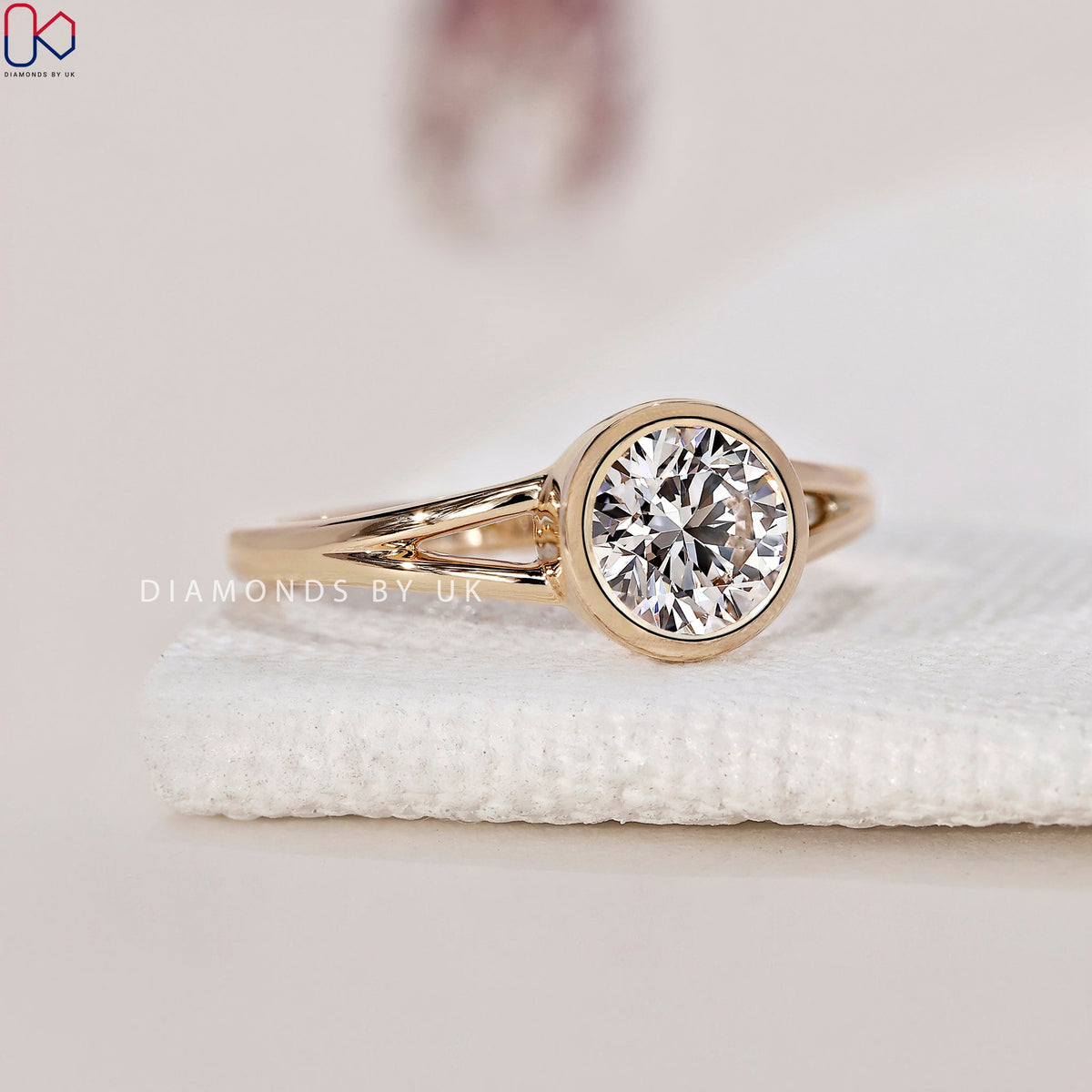 Round Diamond Bezel Set Engagement Ring
