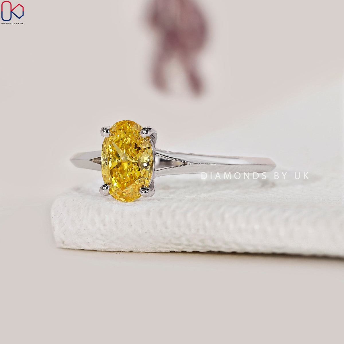 Oval Cut Yellow Diamond Engagement Ring