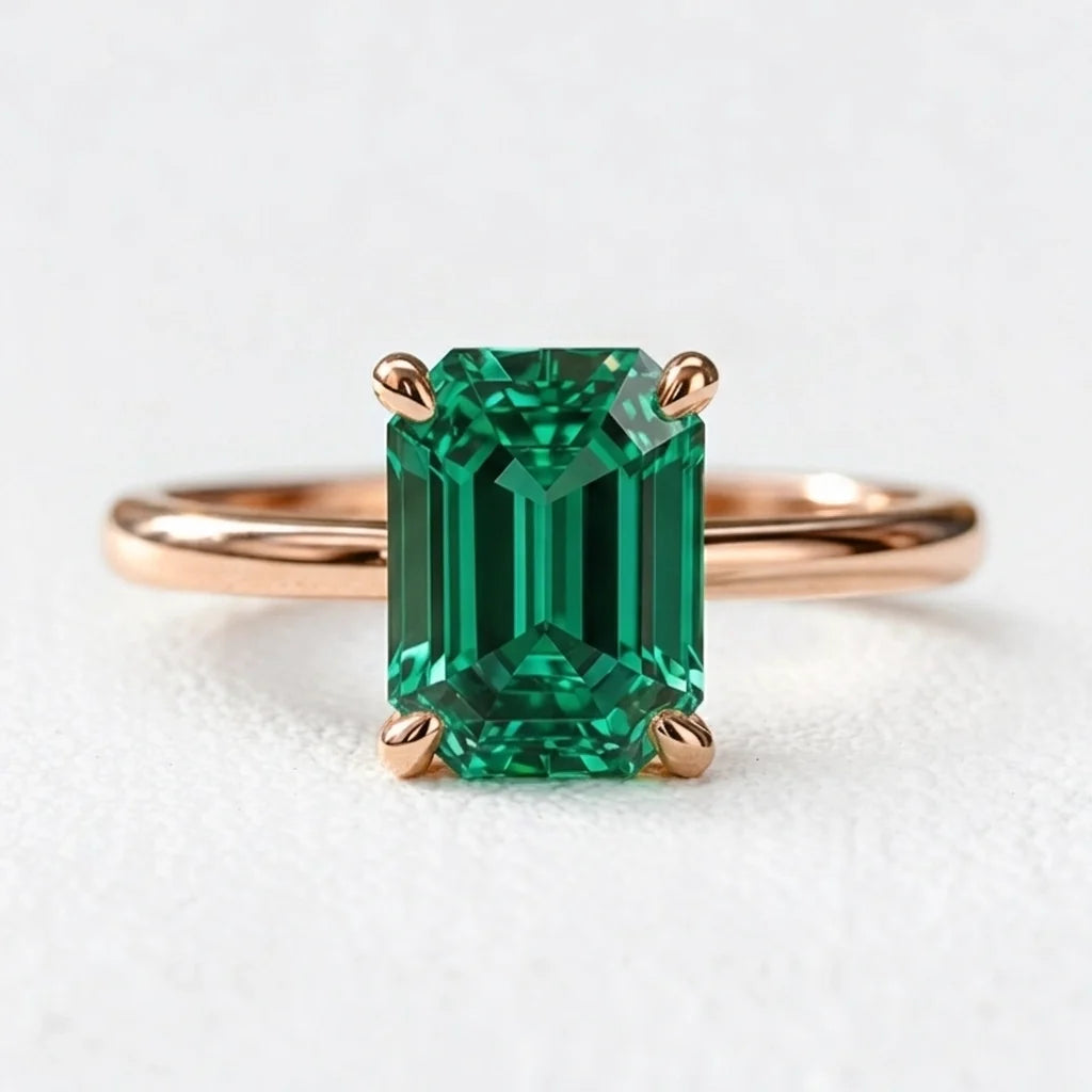 Celia’s Velvet | 3CT Vintage Emerald Solitaire Engagement Ring