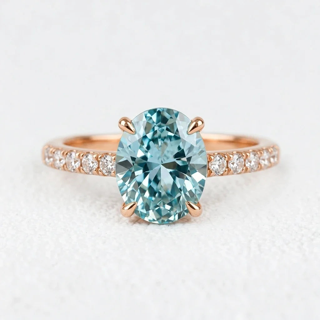 Selene’s Glow | 2CT Oval Cut Green Sapphire Ring