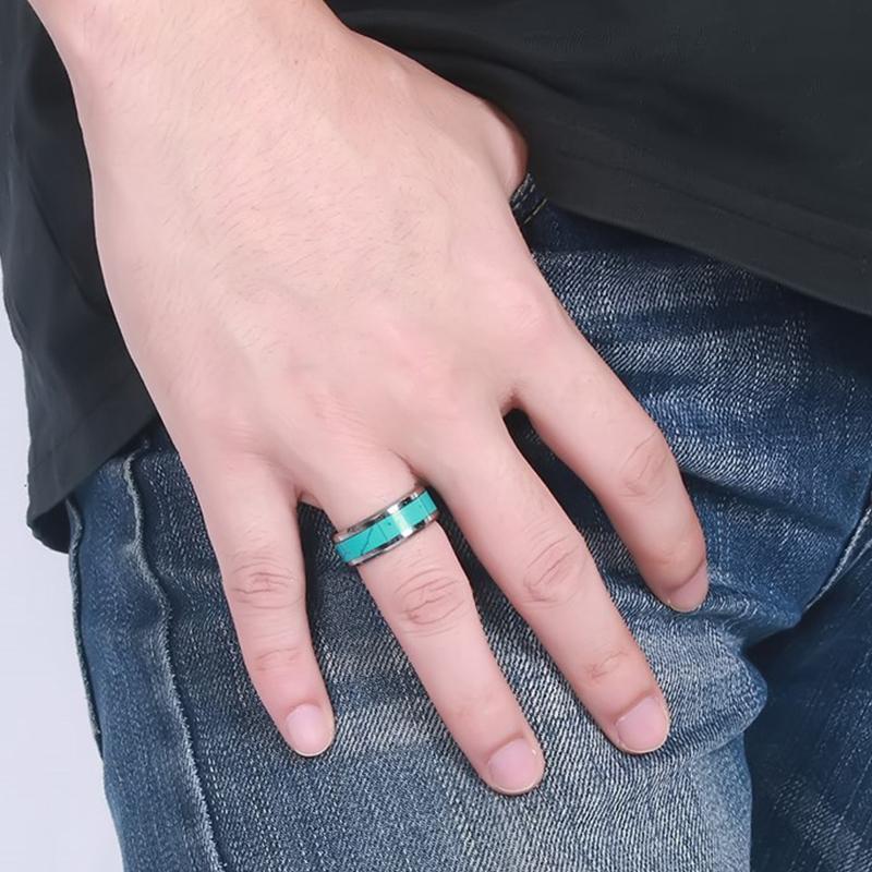 Natural Turquoise Tungsten Ring