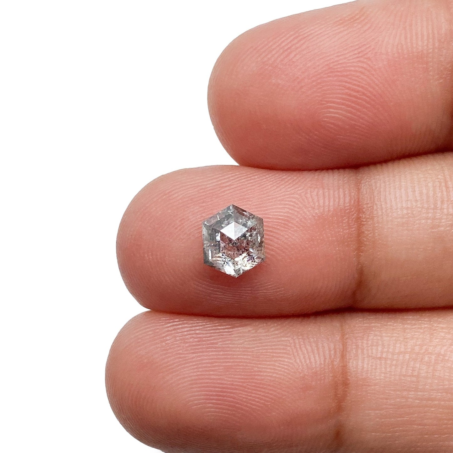 0.95ct | Salt & Pepper Hexagon Shape Rose Cut Diamond