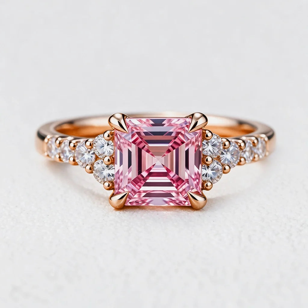 Selene’s Luster | Asscher Cut Pink Sapphire Engagement Ring
