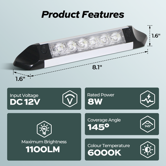 FOGATTI LED RV Porch Light 1100LM Replacement Lighting for Truck Trailer Campers