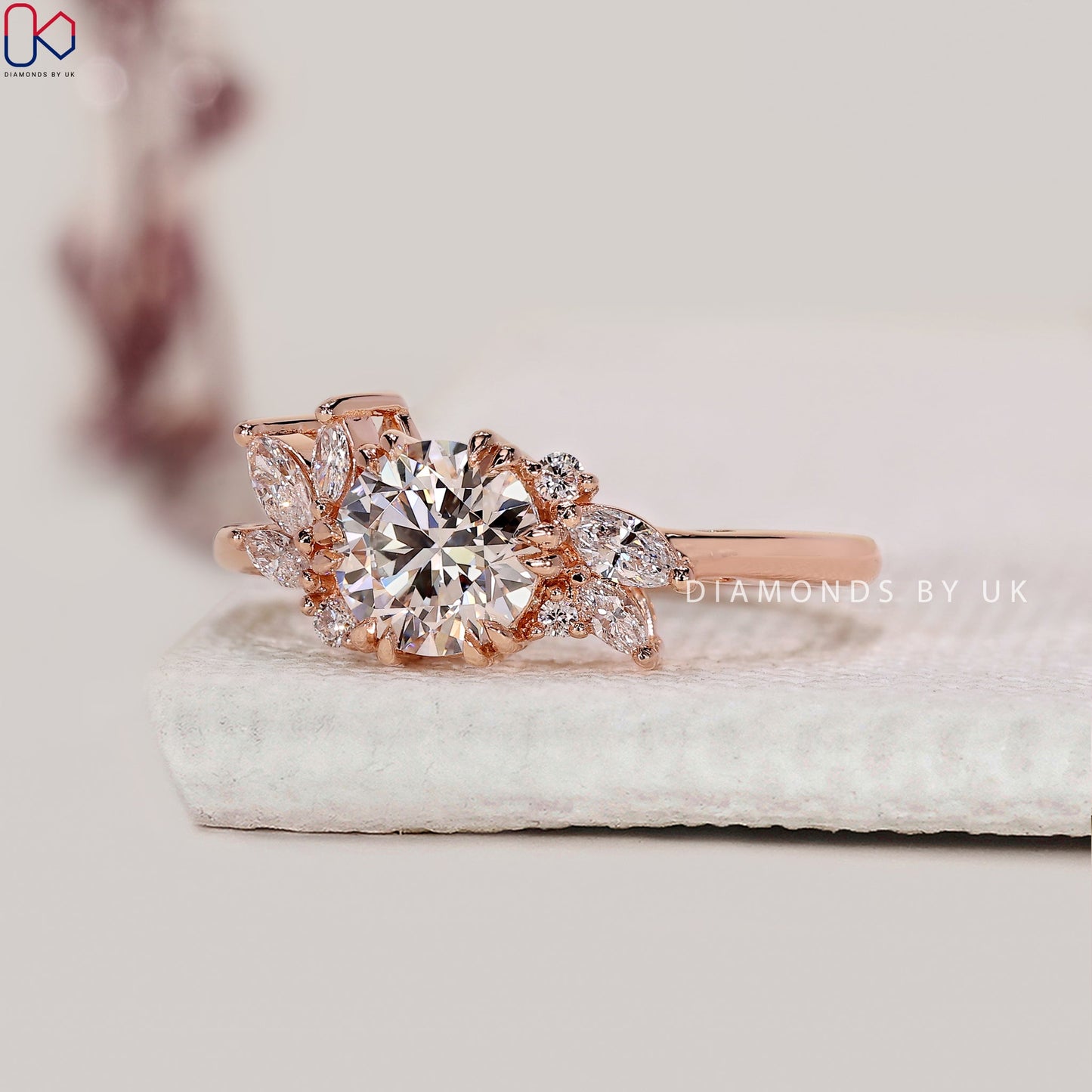 Round Cut Antique Diamond Cluster Ring