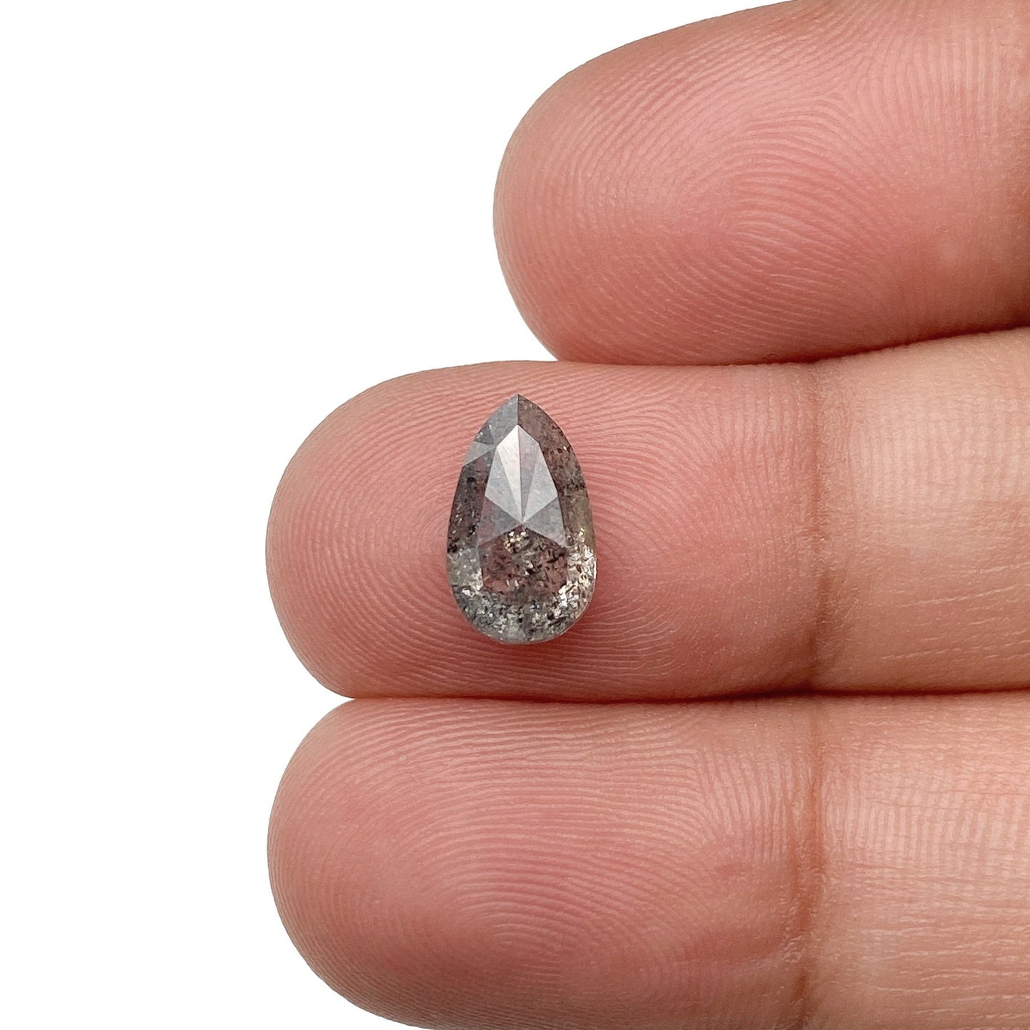 1.76ct | Salt & Pepper Pear Shape Rose Cut Diamond